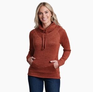 KUHL women's polyester spandex orange brown cowl neck long sleeve Lea sweater M
